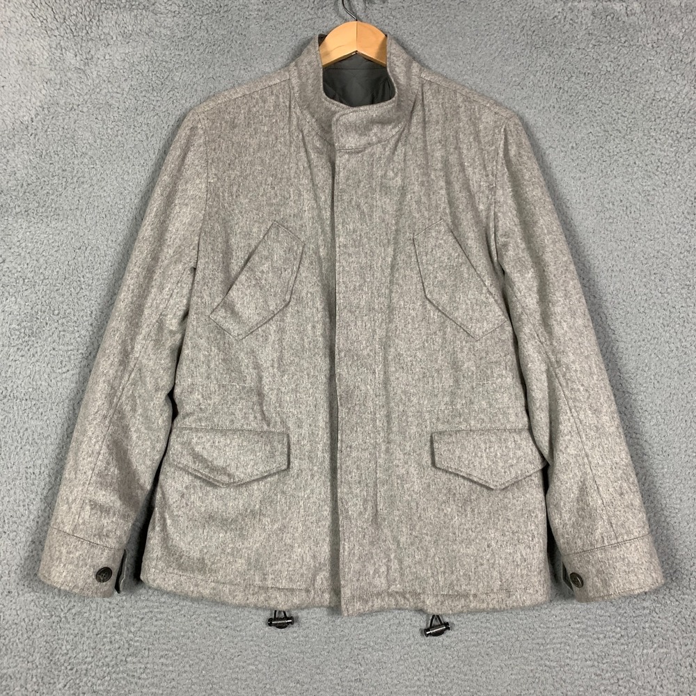 Hardy Amies Overcoat Jacket Mens Medium M Gray Wool Cashmere Coat Quilted Lining